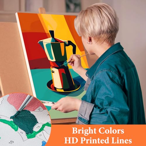 Fountor 6 Pack Coffee Paint by Numbers Kit for Adults Beginner, 8x12 Inch - color: LKOP6P-6