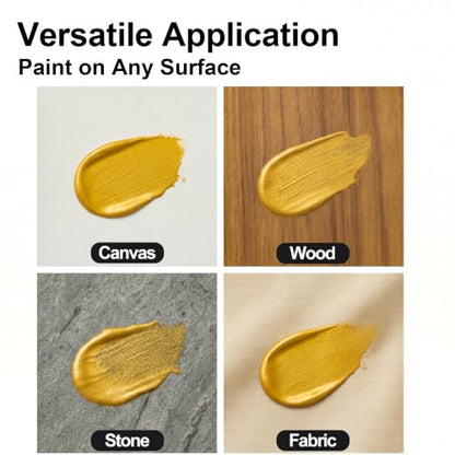 YULL 7.6 oz/225 ml Metallic Gold Acrylic Paint Tubes, Thick Opaque Waterproof Golden Acrylic Paint for Wood/Canvas/Metal/Plastic/Furniture, Non-Toxic Water-Based Washable Indoor/Outdoor Craft Paints - color: Gold (Metallic)