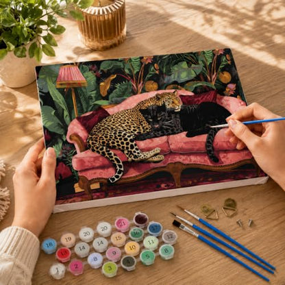 Cheetah Paint by Numbers Kit for Adults,Leopard Paint by Number With Frame - color: Leopard-MT6546