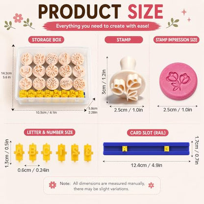 Pottery Stamps for Clay, 30 Pcs Polymer Clay Molds Set with 72 Character Letter Stamps, Floral Leaf Animal Stamp for Pottery, Ceramic, Cookie & Jewelry Making, Storage Box & Drawstring Bag - style: Classic