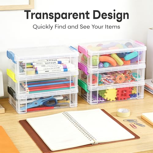 Large Plastic Clear Hart Pencil Box Case For Crayons, Markers, Art Supplies - color: Purple