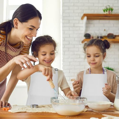 10 Pack Kids Apron Adjustable Children Apron with 2 Pockets Children Chef Painting Aprons for Cooking Baking Painting Crafts Making (White) - color: White