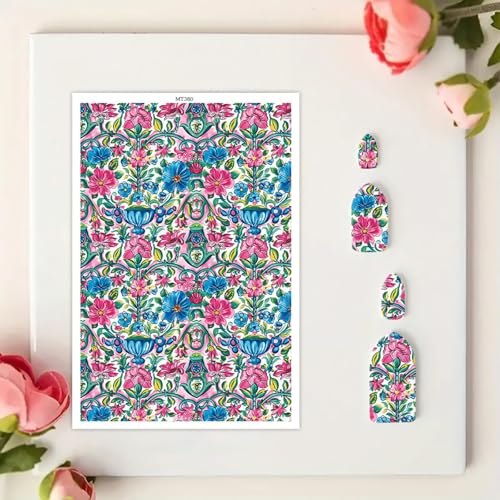 10 Pcs Floral Polymer Clay Transfer Paper for DIY Earrings, Vintage Blossom Bloom Flowers Double-Sided Water Clay DIY Mold, Disposable Clay Transfer Sheets for DIY Jewelry Making Decor 5.82X3.93in - color: Flowers