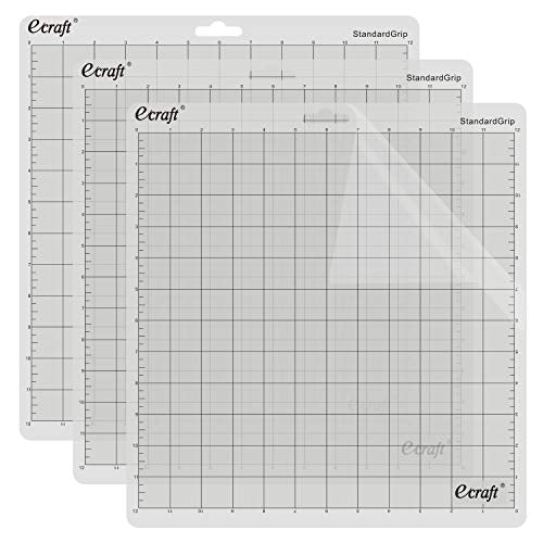 Ecraft StandardGrip Cutting Mat for Silhouette Cameo 5/4/3/2/1: 12X12inch Non-Slip Square Gridded Transparent Quilting Cut Mats Replacement Accessories for Silhouette Cameo. - color: Transparent - StandardGrip (3 pack)