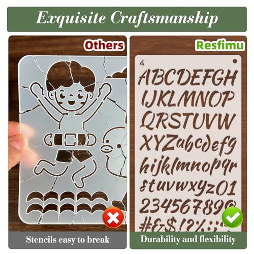 Letter Stencils for Crafts Reusable 24Pcs Number Symbol Stencils(7X4 Inch) - color: Letters