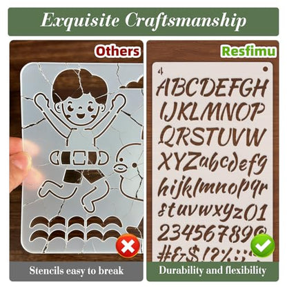 Letter Stencils for Crafts Reusable 24Pcs Number Symbol Stencils(7X4 Inch) - color: Letters