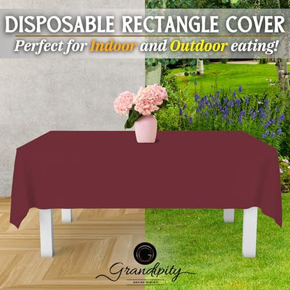 Plastic Table Cloth Disposable 6 Pack 54 x 108 Inch Rectangle Table Cloths - color: Burgundy, size: 54 inches x 108 inches Rectangle