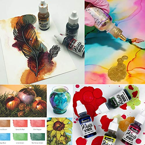 Alcohol Inks Blues Bundle, Sapphire Blue and Baja Blue and 10x Pixiss Ink Blending Tools - color: Blues