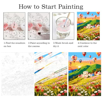 ZRIZQ Paint by Numbers Kit for Adults Beginners Mountain,Landscape DIY Painting Set,Relaxing Creative Craft Activity,16x20 Inch - color: 16"X20"Rolled Canvas-Landscape 18