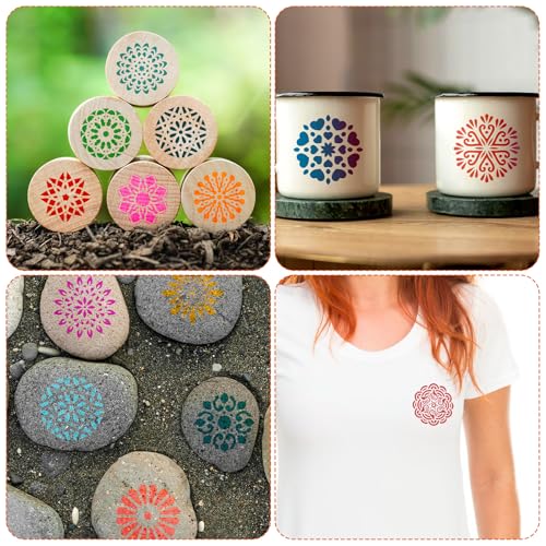 60pcs Mandala Stencils for Painting, Mandala Dotting Templates (Style 2) | 2x2 Inch Reusable PET Crafts Art Drawing Stencil for Rocks Wood Furniture Canvas Fabric Decoration DIY Projects - style: B
