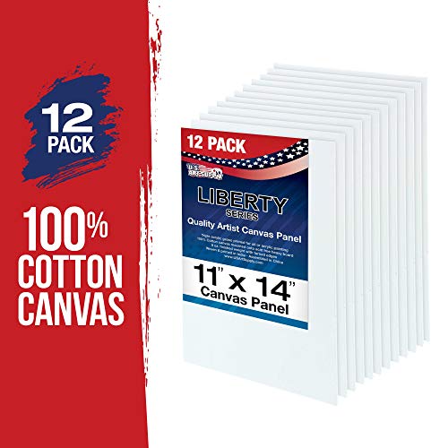 U.S. Art Supply 11 X 14 Inch Art Canvas Board Panels 12 Pack - 8 Ounce Heavyweight Cotton Acid Free Canvases for Painting Acrylics and Watercolor (1 Case of 12 Single Canvas Painting Panels) - size: 11" x 14"