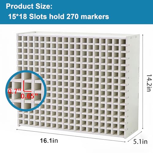 Marker Organizer，270 Slots Marker Storage Organizer, Marker Holder with Divider Art Marker Rack for Pens Colored Pencils Art Brushes Adjustable Pencil Holder for Desk Organizer