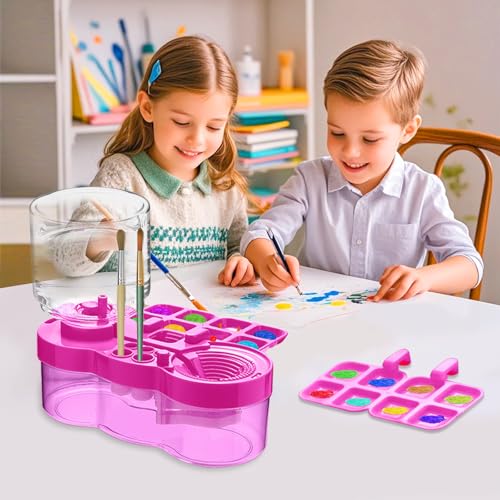 Upgraded Paint Brush Cleaner Tool,Brush Rinser Cup Painting Running Water Circulation Art Supplies for Acrylic,Watercolor and Water Based Creative Gift for Adult Artist Beginner and Painter - color: Purple
