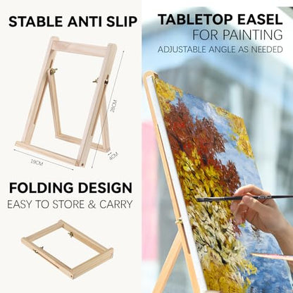 koseibal Kids Acrylic Paint Set with Canvas, Art Supplies Kits for Adults | Art Painting Supplies Kit for Beginners & Adults 18 Vibrant 22ml Acrylic Paint, 6 Canvas Boards, Desktop Easel - color: 18x22ml+Easel-S