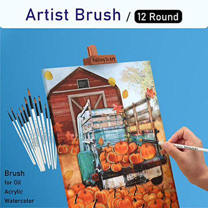 Falling in Art 12 PCS Professional Round Paint Brushes Set | Artist Brushes for Watercolor, Oil Painting, Acrylic, Face Body Nail Art, Crafts, Rock Painting - size: 12 Pcs Round Nylon