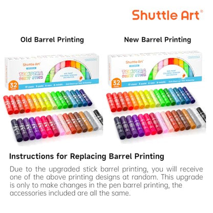 Shuttle Art Tempera Paint Sticks 32 Colors, Kids Safe, Washable Mess-Free (Pack of 2) - color: Multicolor