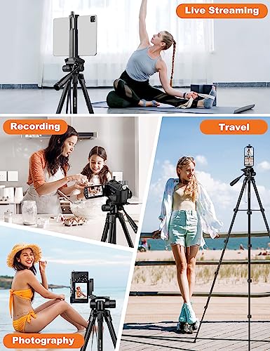 JOILCAN Phone Tripod Stand, 68" Tripod for iPad iPhone Tablet with Remote - color: Black, size: 68 Inch