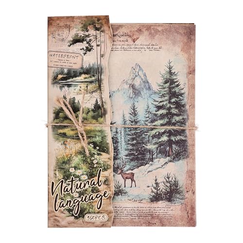 icceemee 160 Sheets of Nature Scrapbook Paper, journaling Scrapbook Supplies Craft Collage Paper Set, Junk Journal Bullet Journal Poster Room Decor for Card Making Decorative Gifts - color: Nature