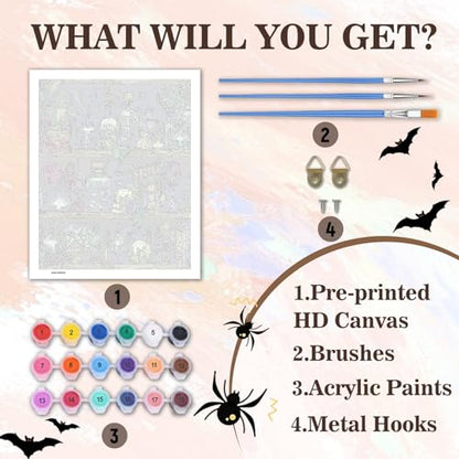 PHANTASYART Gothic Bookshelf Paint by Numbers Kit for Adults 16x20inch - color: Gothic Bookshelf, size: 16x20inch