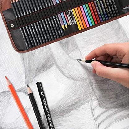 Heshengping, Sketching Pencil Set Drawing Pen Charcoal Sketch Kit Cover Graphite Charcoal Watercolor Pencils Paper Erasable Pen Beginners Artist Children and Adults(39pcs Art Supplies) - size: 1 Count (Pack of 1)