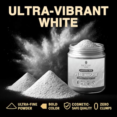 BALTIC DAY Pearl Whisper White Mica Powder 2 oz (56g) – Pearlescent White Pigment for Epoxy Resin, Soap Making, Candle Dye, Slime, Nail Art, Bath Bombs, Acrylic Pouring & Crafts - color: Pearl Whisper