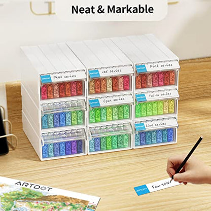 ARTDOT Storage Containers for Diamond Painting, 9 Pack Stackable Craft Storage Organizer 315 Slots Individual Containers for Diamond Art Beads Nail Pill Rhinestones Seed - size: 315 Containers with 9 Drawers