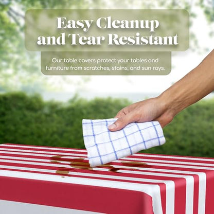 Grandipity Patriotic Theme 6 Pack Premium Disposable Plastic Tablecloth 54 Inch. x 108 Inch. Rectangle Table Cover - color: Patriotic, size: 54" x 108" - 6 Pack