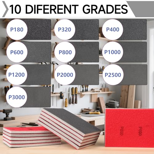 24Pcs Sanding Sponge 180 Grit Wet Dry Soft Foam Hand Sander Block - size: 24pcs 180 Grit, style: Aluminum