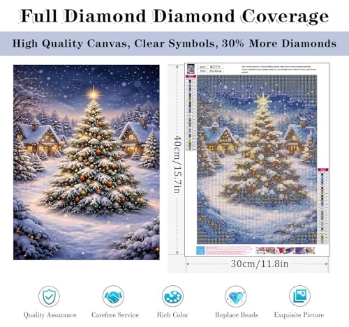 HHMATITS Christmas Tree Diamond Art Kits for Adults 12x16 Inch - color: Christmas