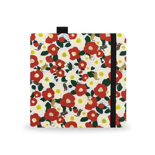 Mifuner Square 5.1X5.1 300gsm Watercolor Journal Hardbound 40pgs（20 Sheets Front Back 2 Textures） Travel Size for Calligrapher Colored Pencil Sketch Handmade Cloth Cover Notebook Beige Flower Kitten - color: Small-Beige Flower Cat