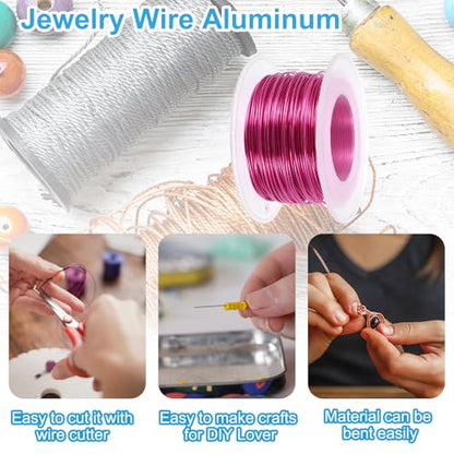 PATIKIL 20 Gauge 0.8mm Aluminum Craft Wire, 98.4 Ft Metal Wire Armature Bendable Wire for Jewelry Making Metal Wrap DIY, Rose Red - color: Rose Red, size: 0.8 mm x 30 m