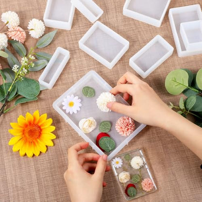12 Sizes Silicone Epoxy Resin Molds, Square Rectangular Resin Art Display Mold, Soft and Easy to Unmold, Silicone Casting Molds, for Soap, Candles, Specimen, Dried Flower, DIY Handicrafts