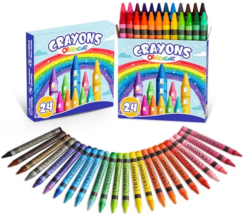 2 Box of Crayons 24 Count, Non-Toxic Crayon for Toddlers 1-3, 48 Pcs Assorted Colored Crayons Bulk for Kids Back to School, Coloring & Art Supplies, Classroom Must Haves, Party Favors, Birthday Gifts