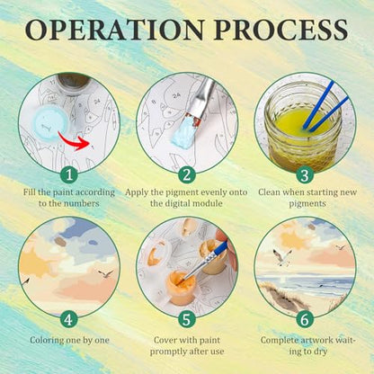 4 Pack Paint by Numbers Kit for Adults with Frame, Beach DIY Painting Kit - color: CYOP4P02