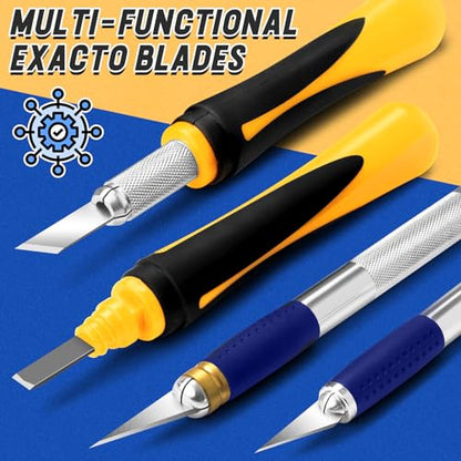DIYSELF 22 PCS Exacto Knife Set, Craft Knife with 13 Blades & Carry Case - color: Yellow (22 Pack)