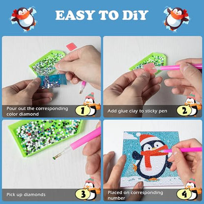 Labeol Diamond Art Kits for Kids Crafts for Girls Ages 6-8-10-12 Easy to DIY Creative Diamond Art Sticker Craft by Numbers Kits for Kids and Adult Beginners (4 Pack boy) - style: 4 pack boy