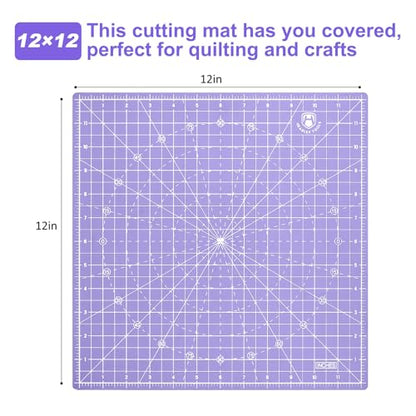 12"x12" Rotating Cutting Mat, Self Healing Mat with 360-Degree Rotation & Anti-Slip Base, Sewing Board Cutting Mat Perfect for Fabric Quilting Leather Hobby Project, Purple - color: Purple, size: 12"L x 12"W