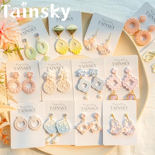 TAINSKY Geometric Clay Cutters, 15 Shapes Polymer Clay Cutters for Earrings Making, Organic Polymer Clay Cutters, Boho Clay Cutters for Polymer Clay Jewelry