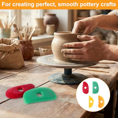 4 Pcs Soft Rubber Rib Clay Sculpting Tool for Pottery Clay Silicone Ceramics Tools Multi Styles Pottery for DIY Smooths Shapes Sculpting Ceramics Tool Sculpting, Mud, Trimming, Throwing