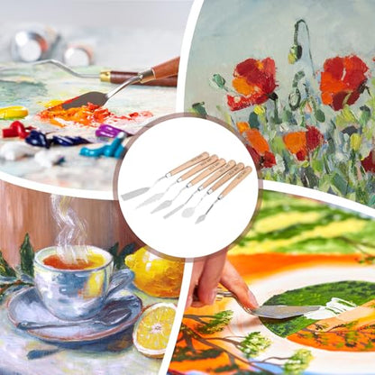 MECCANIXITY HM#11 Palette Knives 22mm Width Stainless Steel Spatula Painting Pallet Knife with Wood Handle for Oil Painting Acrylic Canvas Mixing Spreading - style: HM#11 + 22mm