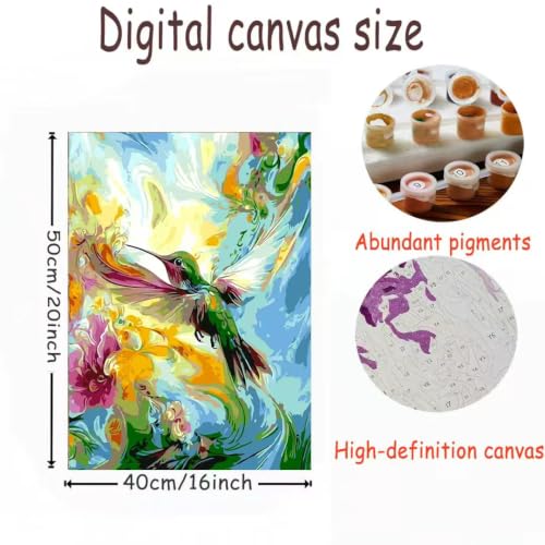 OJTOYART Hummingbird Paint by Numbers Kit for Adults,Paint Canvas 16x20In - color: MT23225