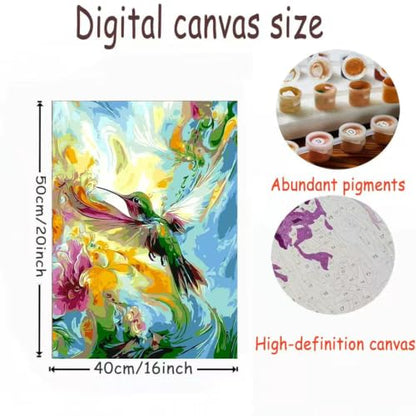 OJTOYART Hummingbird Paint by Numbers Kit for Adults,Paint Canvas 16x20In - color: MT23225