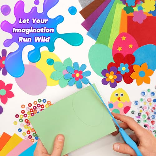 DOITEM Pipe Cleaners Craft Supplies, 1500+Pcs Arts and Crafts Supplies Including Pipe Cleaner Wiggle Googly Eyes Pom Poms Feathers Sticks Sequins Foam Flowers Papers Felt Stickers - color: 1500+