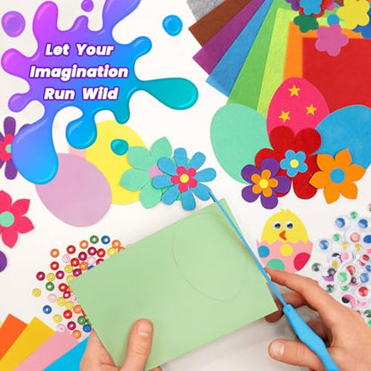 DOITEM Pipe Cleaners Craft Supplies, 1500+Pcs Arts and Crafts Supplies Including Pipe Cleaner Wiggle Googly Eyes Pom Poms Feathers Sticks Sequins Foam Flowers Papers Felt Stickers - color: 1500+