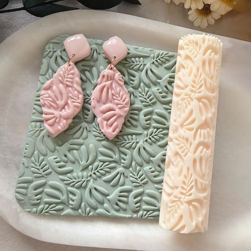 Polymer Clay Texture Roller Work with Polymer Clay Cutters for DIY Earrings Jewelry Making Craft Supplies (GZ044)