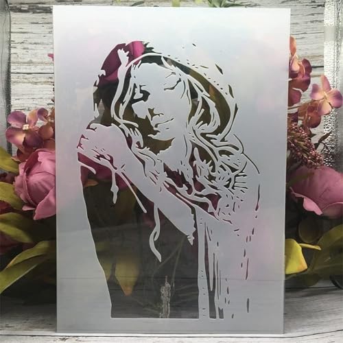 TIAMECH A4 Reusable Raincoat Girl Stencil for Painting - style: Painting