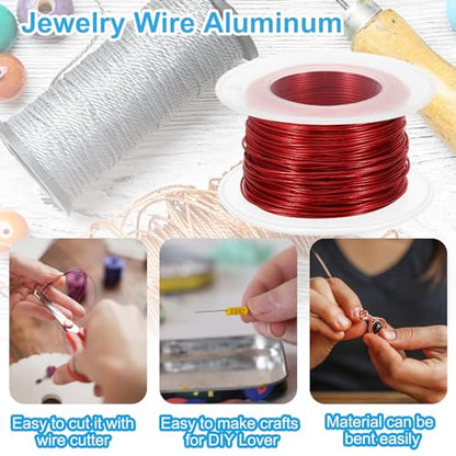 PATIKIL 20 Gauge 0.8mm Aluminum Craft Wire, 98.4Ft Metal Wire Armature Bendable Wire for Jewelry Making Metal Wrap DIY, Red - color: Red, size: 0.8 mm x 30 m