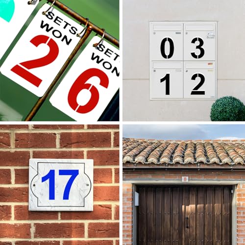 6 Inch Plastic Number Stencils Kit 0-9 – Reusable Address & Digital Number Painting Templates for Cake, Mailbox, Road, Parking Lot, Door, Truck Signs - color: 6 Inch