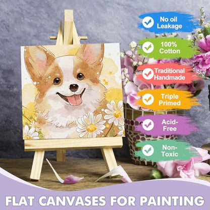 FUMILE 6 Pack Canvas Boards for Painting 8x8 and 8 Pack 5x7 Inch Canvas Boards for Painting, Small Canvases for Painting for Classroom and Painting Parties.