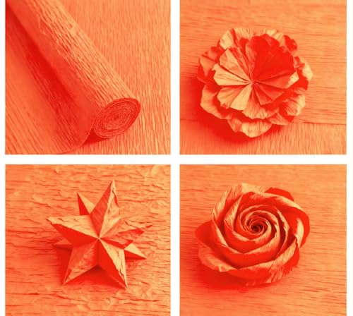 Crepe Paper Roll 8.2ft Long 17 Inch Wide for Wedding Ceremony Various Large Festivals Decoration (28-Intense Orange) - color: 28-Intense Orange